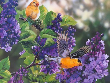  blumen - Vögel und lila Blumen